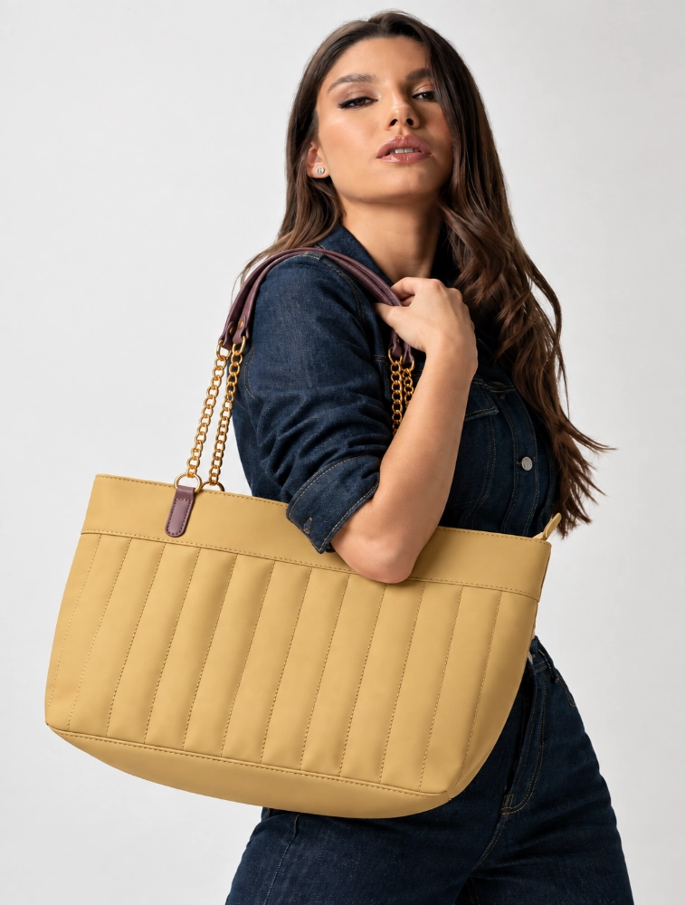 Lupine Faux Leather Mustard Yellow Hand Bag For Women