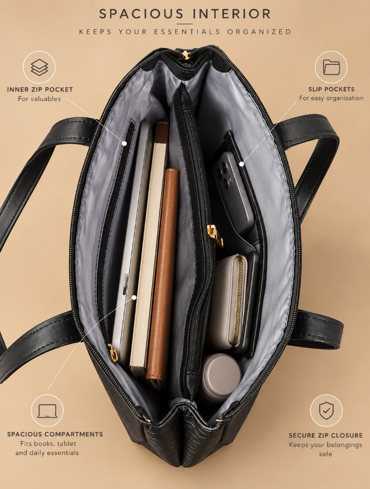 Lupine Polyurethane Black Womens Hand Bag