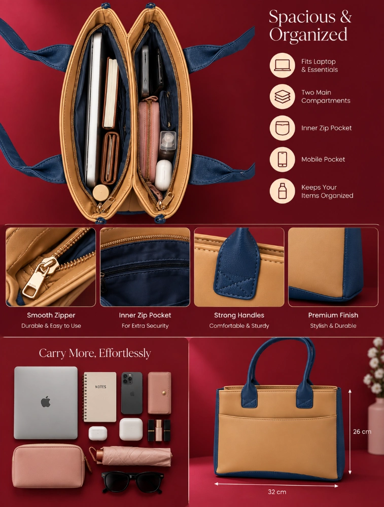Lupine Premium Beige Polyurethane Hand Bags For Women