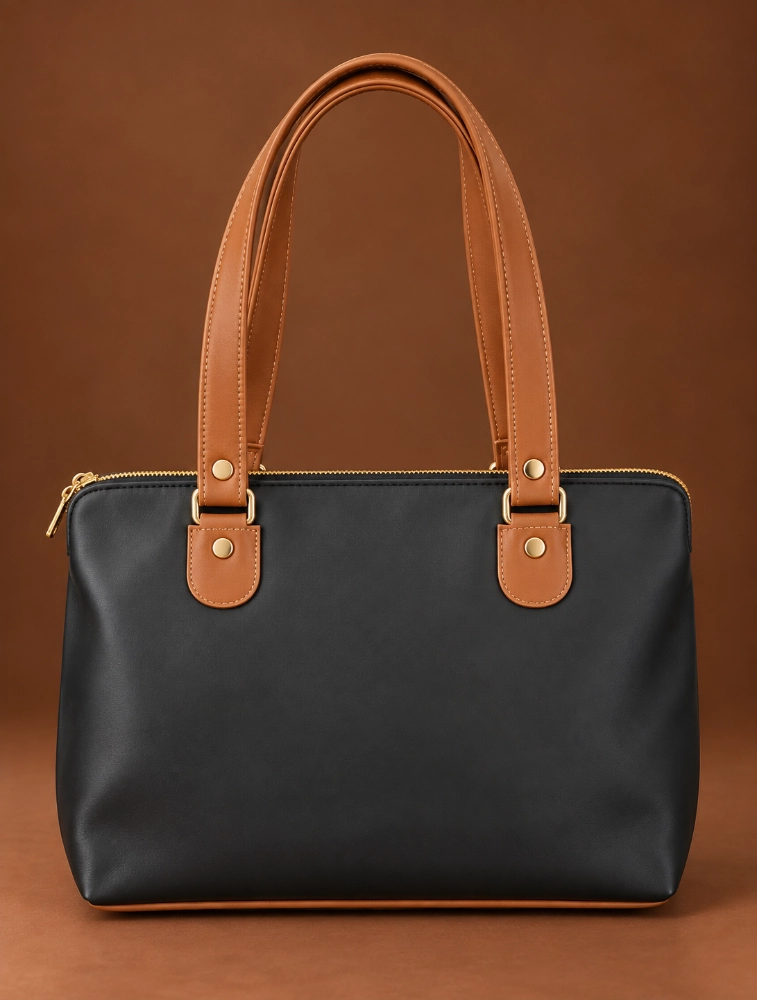 Lupine Premium Black And Brown Stylish Hand Bag For Women