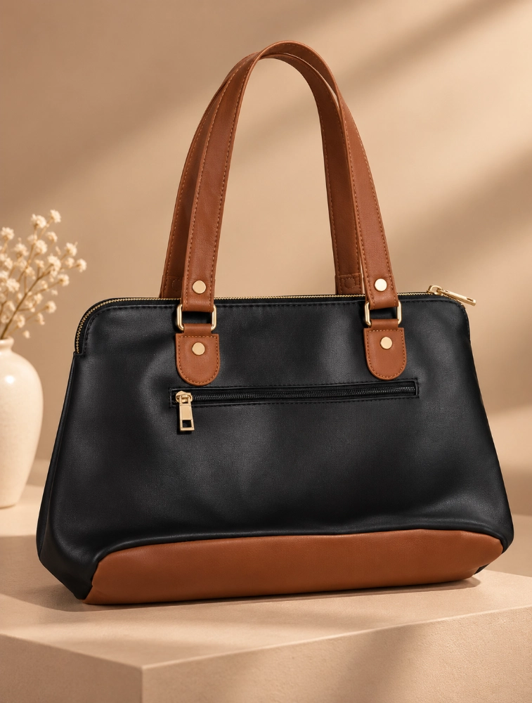 Lupine Premium Black And Brown Stylish Hand Bag For Women