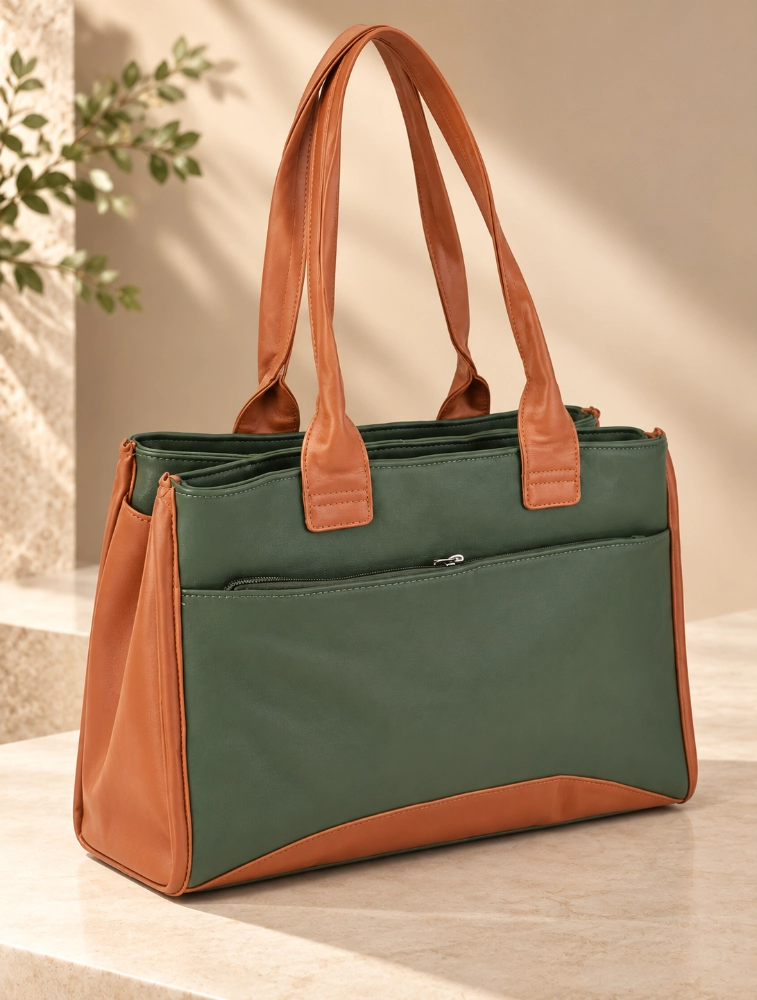 Lupine Premium Green Polyurethane Hand Bags For Women