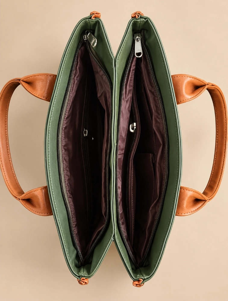 Lupine Premium Green Polyurethane Hand Bags For Women