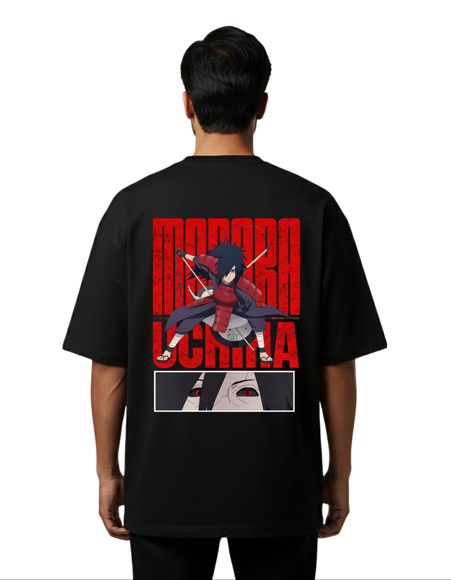 Madara Uchiha Street Graphic Oversize Cotton French Terry T-Shirt 240 GSM Black