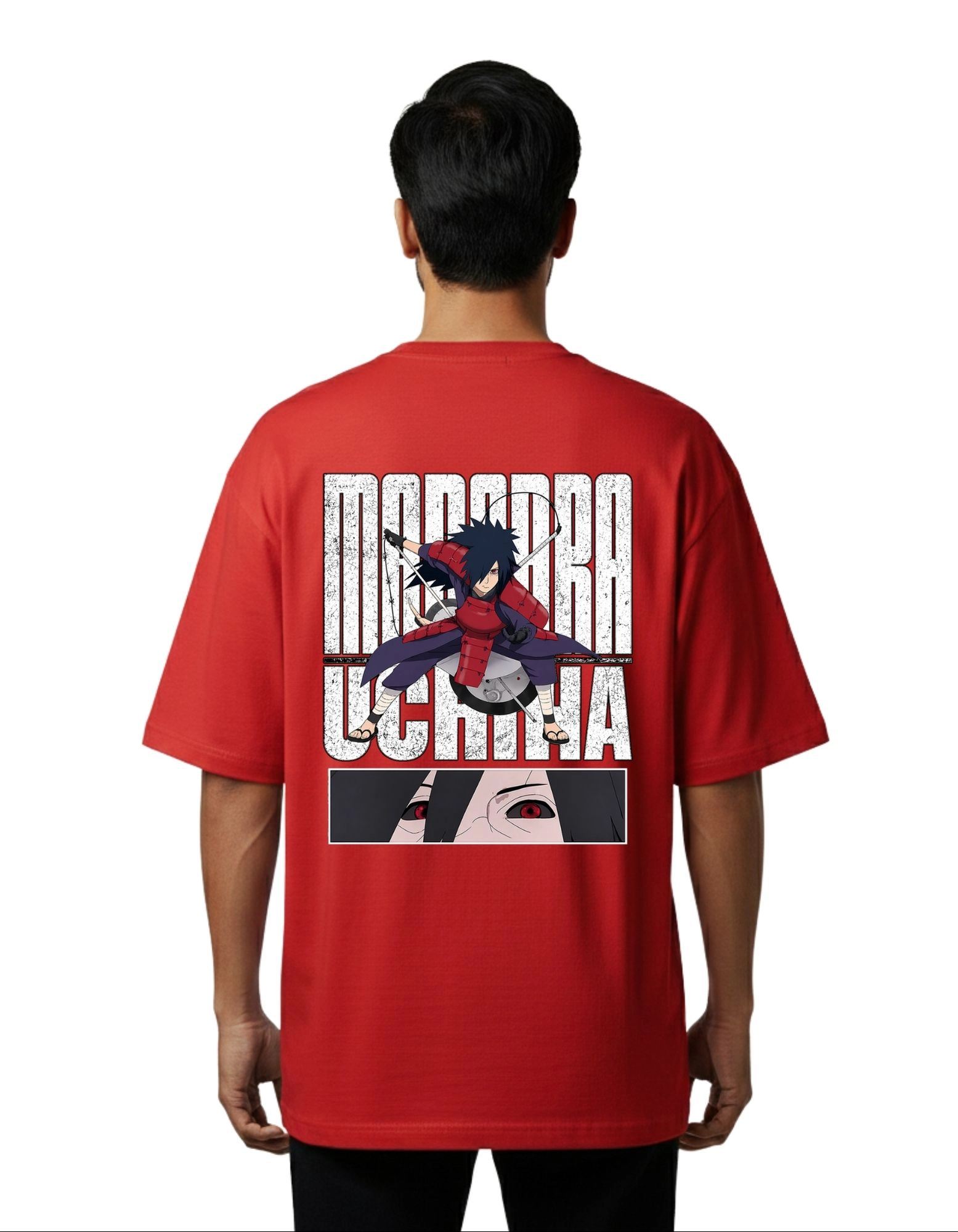 Madara Uchiha Street Graphic Oversize Cotton French Terry T-Shirt 240 GSM Red