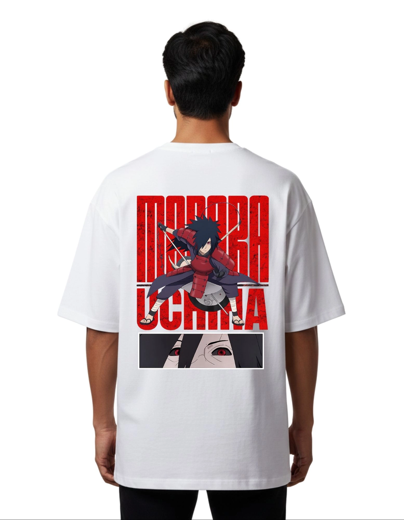 Madara Uchiha Street Graphic Oversize Cotton French Terry T-Shirt 240 GSM White