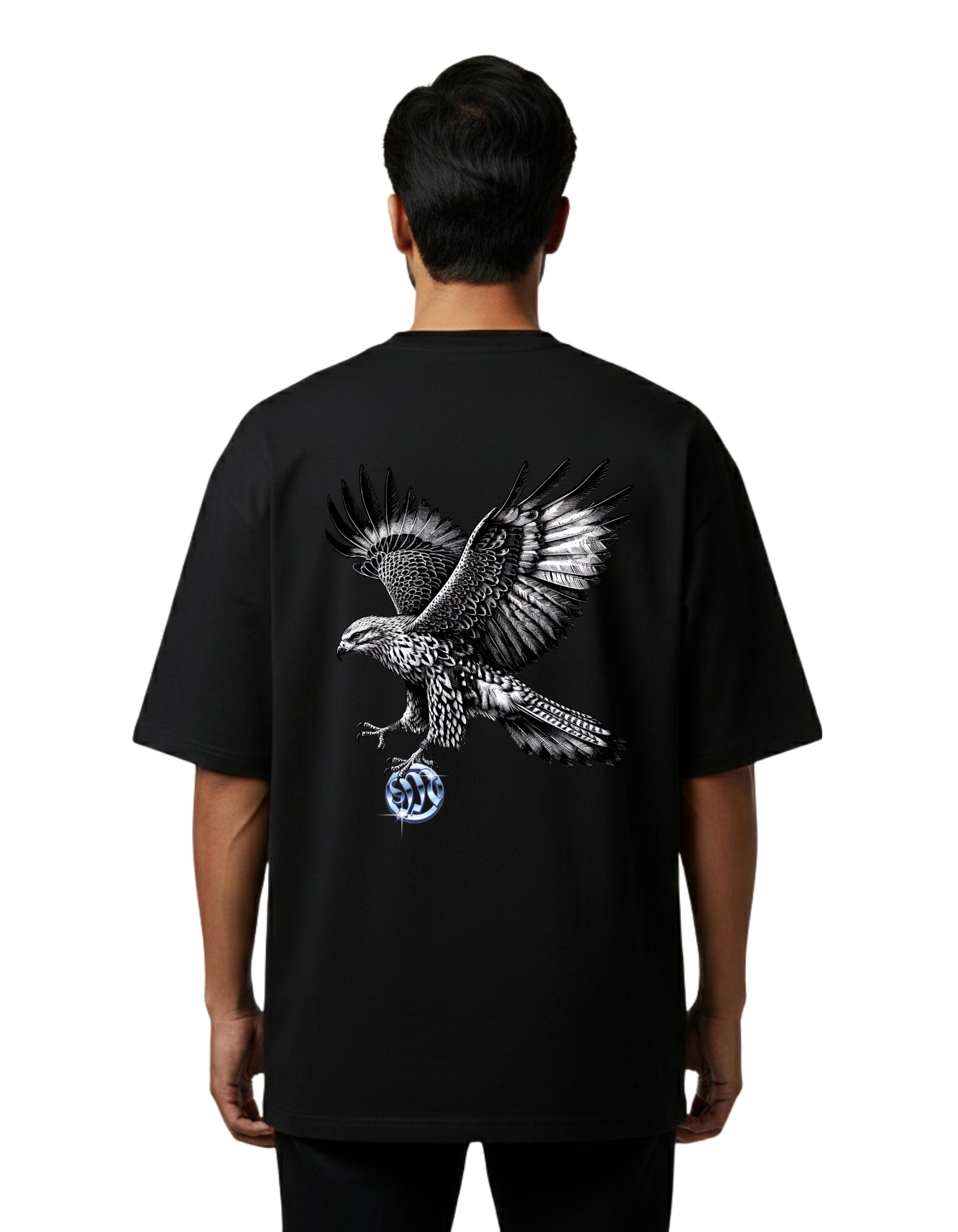 Magnificent Eagle Oversized Cotton French Terry T-Shirt 240 GSM Black