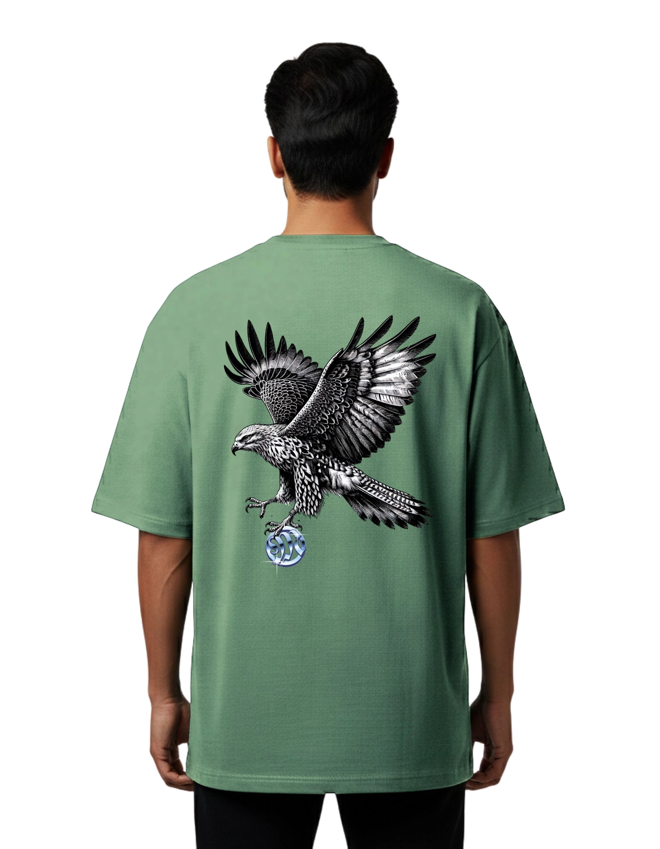 Magnificent Eagle Oversized Cotton French Terry T-Shirt 240 GSM D Green