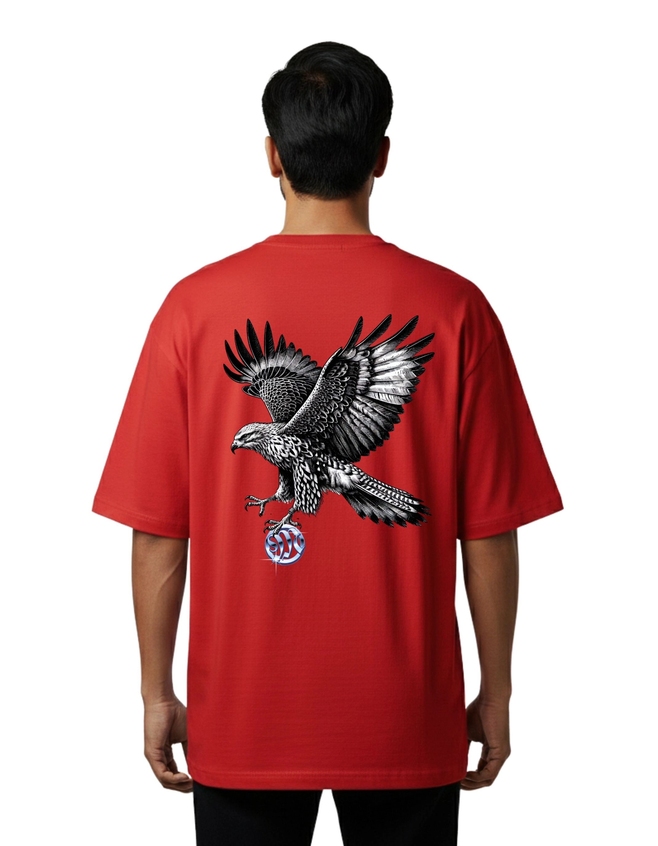 Magnificent Eagle Oversized Cotton French Terry T-Shirt 240 GSM Red