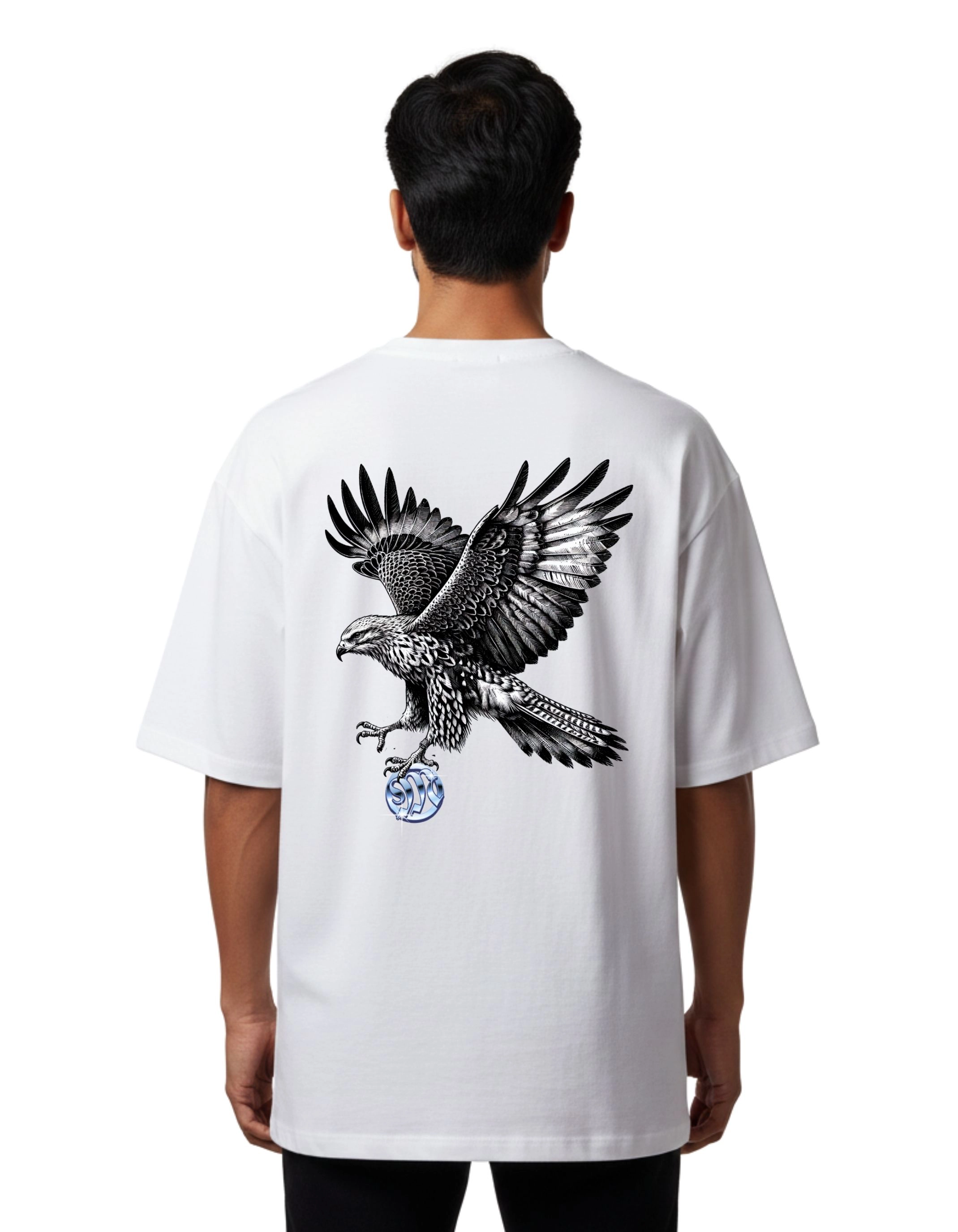 Magnificent Eagle Oversized Cotton French Terry T-Shirt 240 GSM White