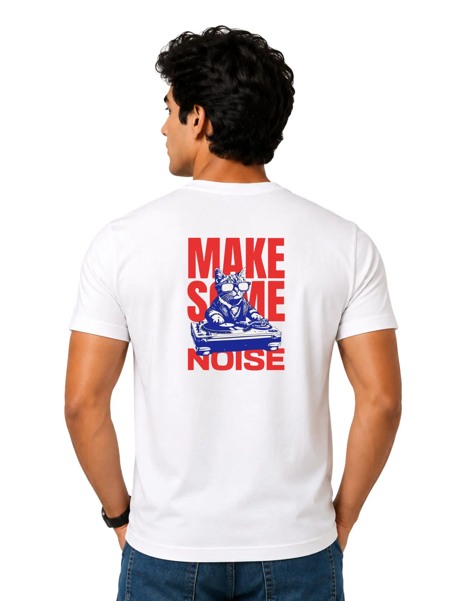 Make Some Noise Cotton Round Neck T-Shirt 180 GSM White