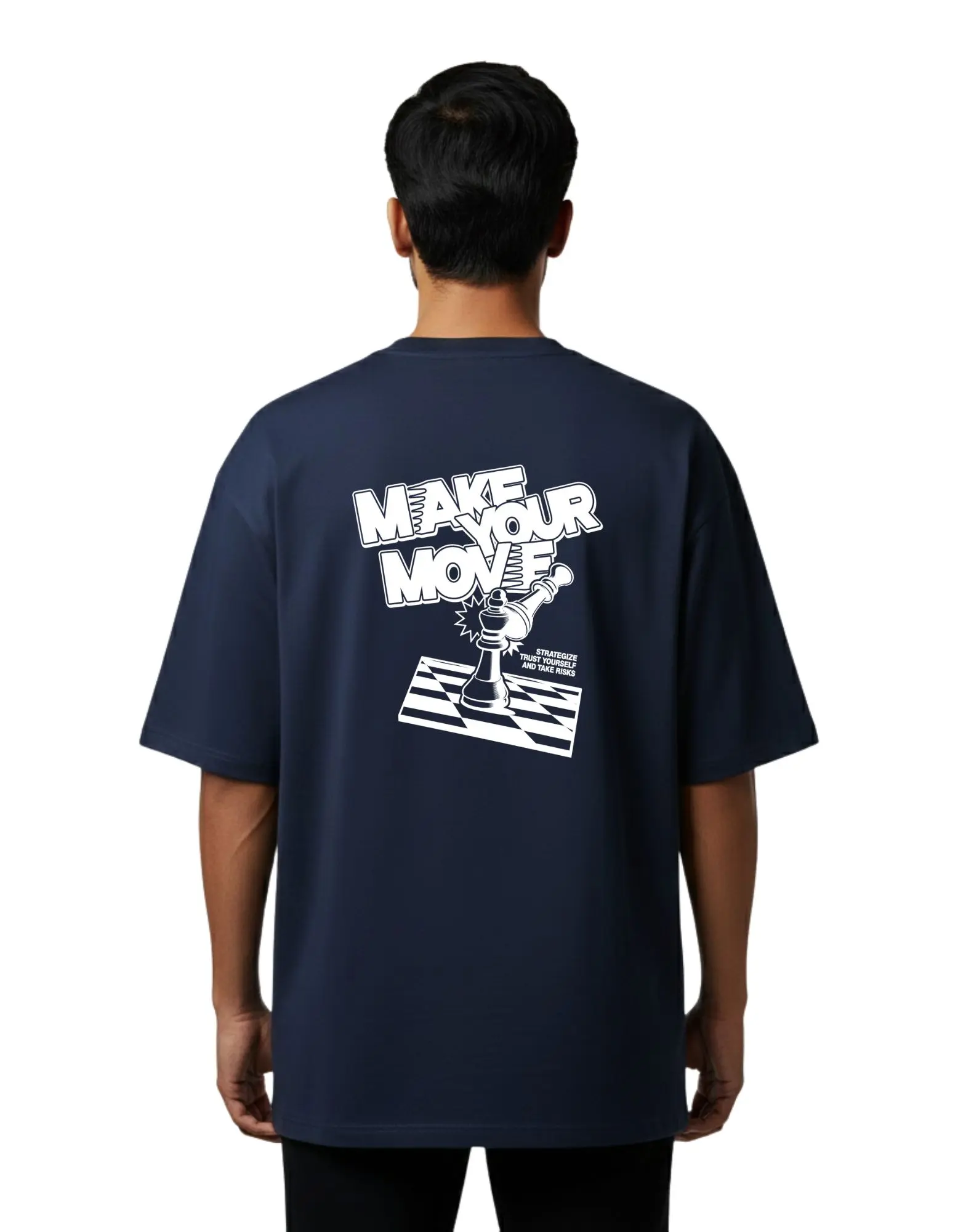 Make Your Move Oversize Cotton French Terry T-Shirt 240 GSM Navy Blue