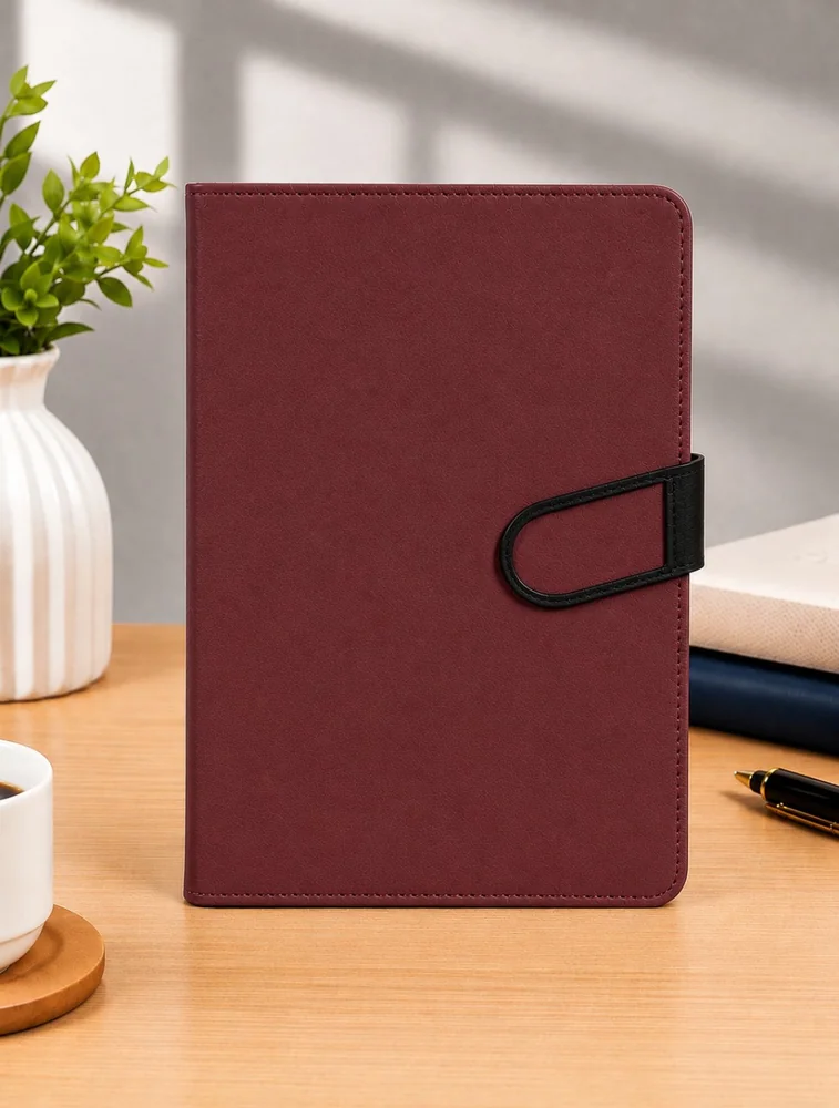 Maroon  Solid Dairy with Oval Metal Closure Dairy