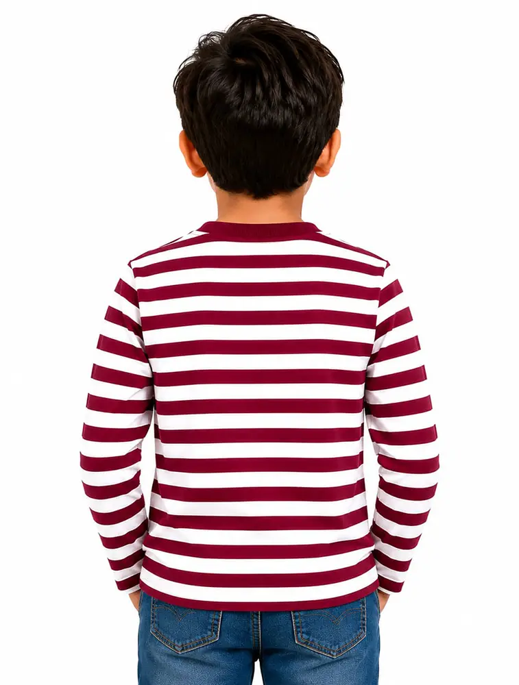Maroon Boys Round Neck Printed T Shirt