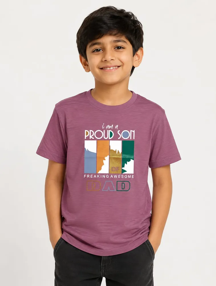 Maroon Dad And Me Round Neck Premium Printed T Shirt