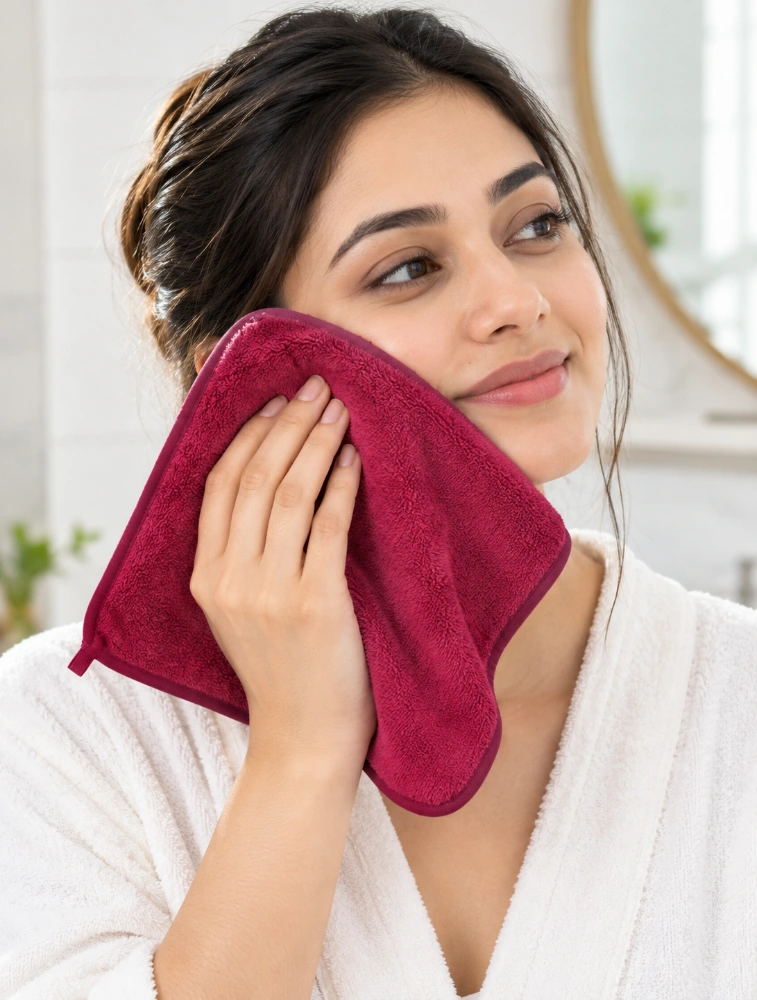 Maroon Habitude Microfiber Premium Face Towel