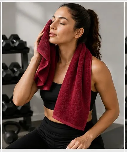 Maroon Habitude Microfier Premium Gym Towel