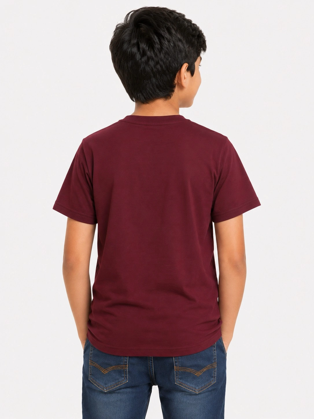 Maroon Kids Dad And Me Round Neck Premium Printed T Shirt