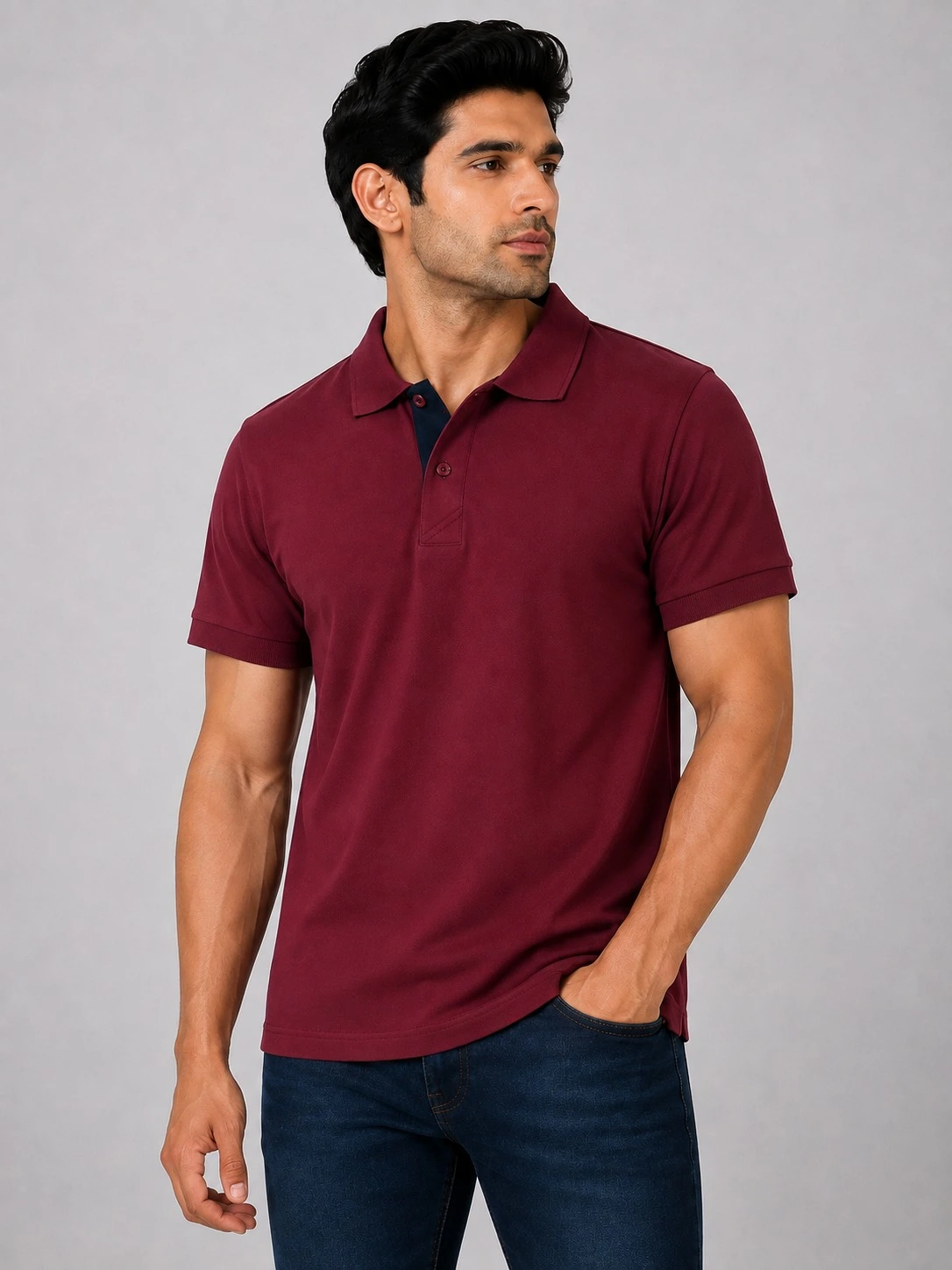 Maroon Mens AeroPiq Mars 210 GSM Polo TShirt