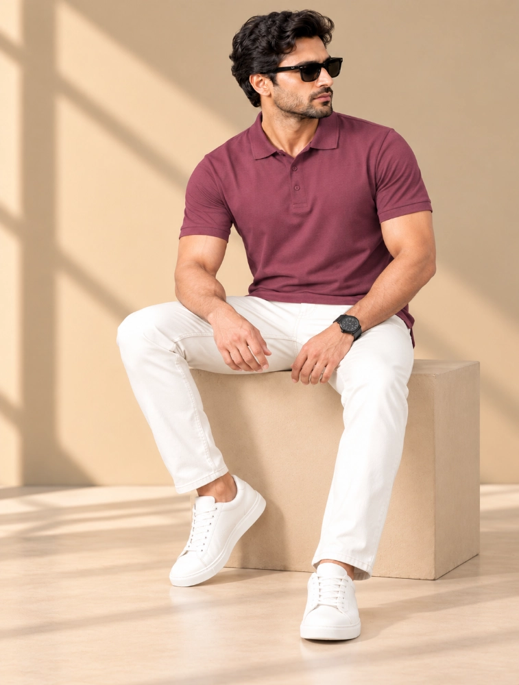 Maroon Polycotton 220 GSM Polo TShirt