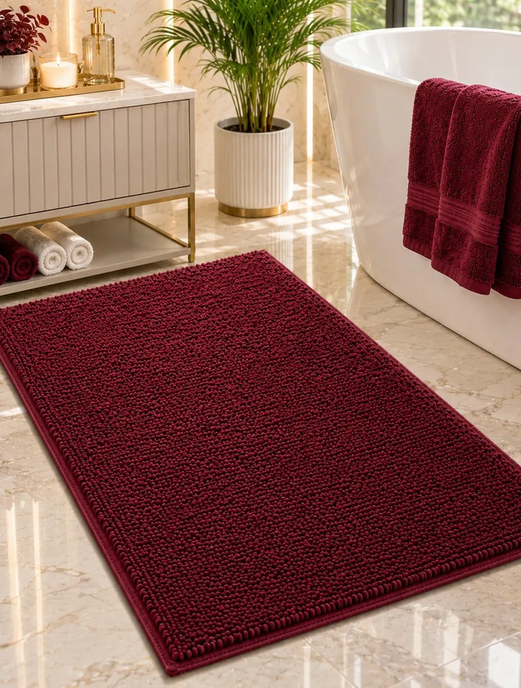 Maroon Premium Micro Polyester Bath Mat