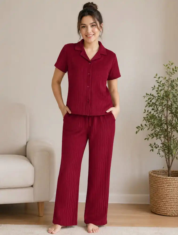 Maroon Trending Womens Long Coord Set