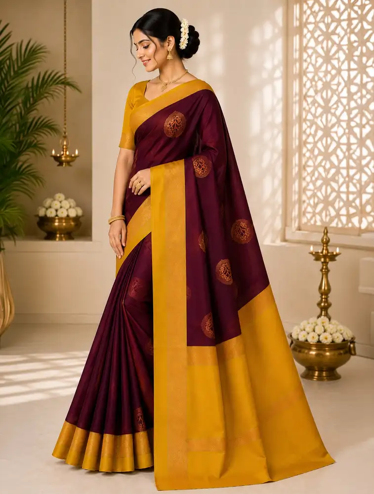 Maroon Womens Designer Art Silk Sarees