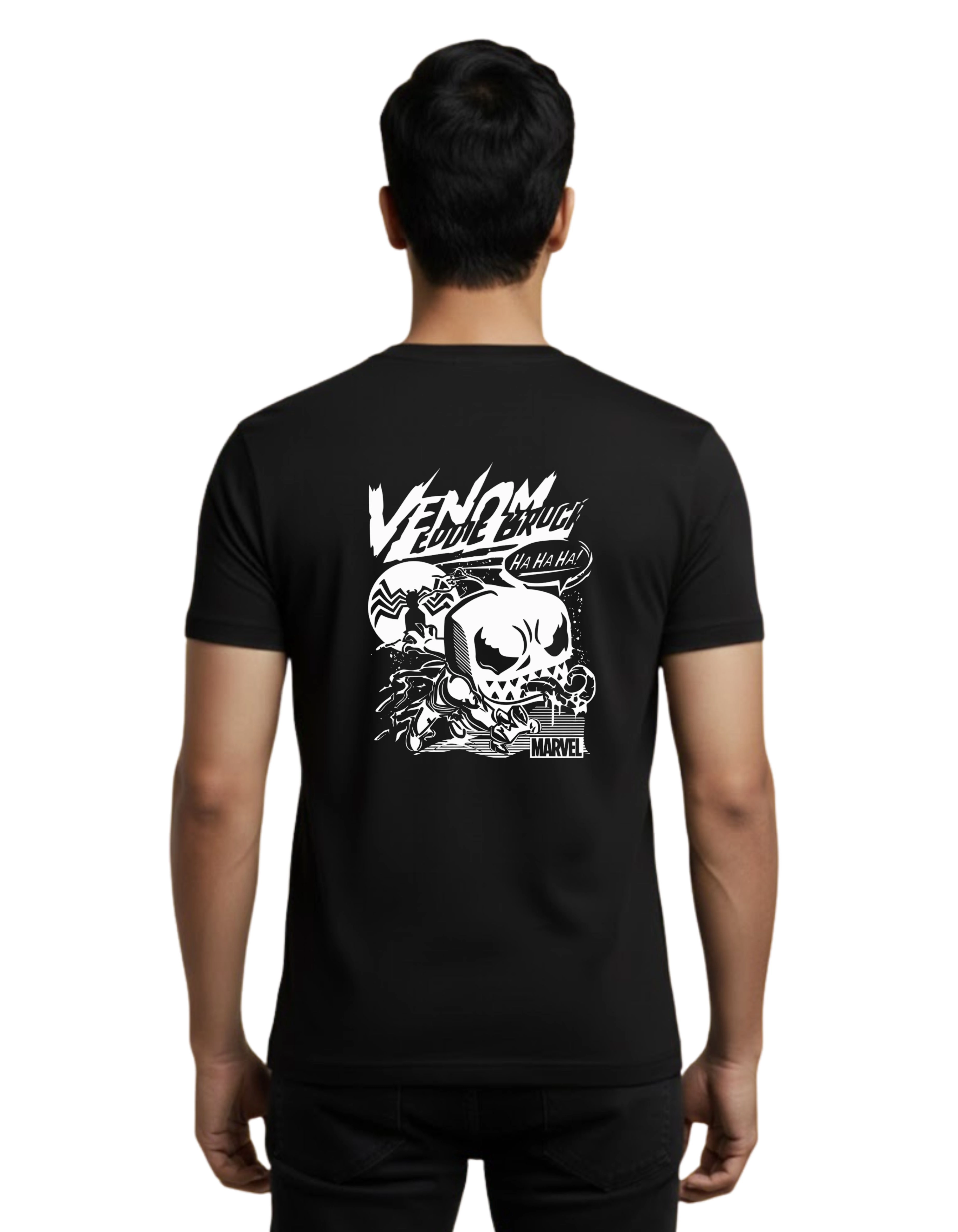 Marvel Venom Vinyl Cotton Round Neck T-Shirt 180 GSM Black