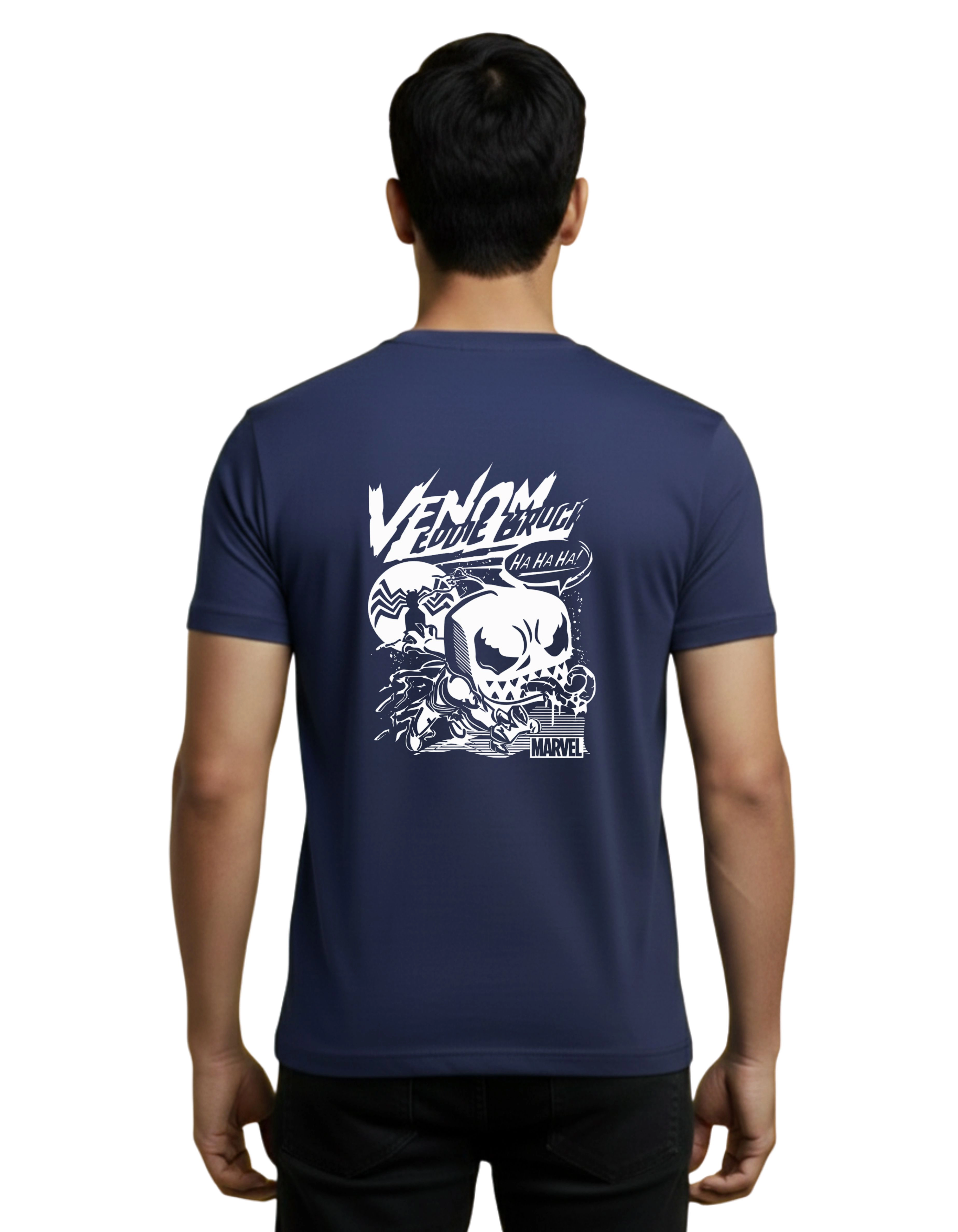 Marvel Venom Vinyl Cotton Round Neck T-Shirt 180 GSM Navy Blue