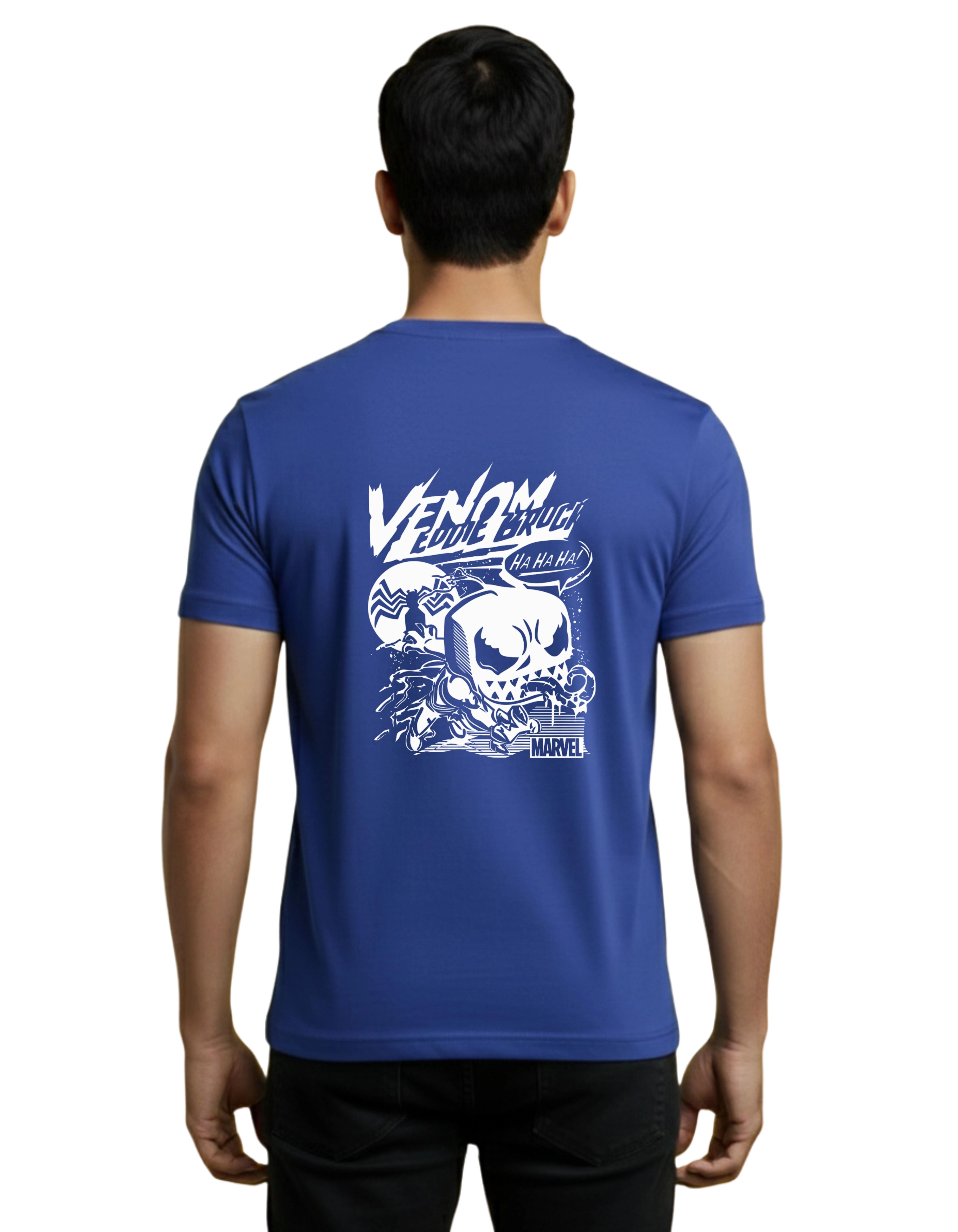 Marvel Venom Vinyl Cotton Round Neck T-Shirt 180 GSM Royal Blue