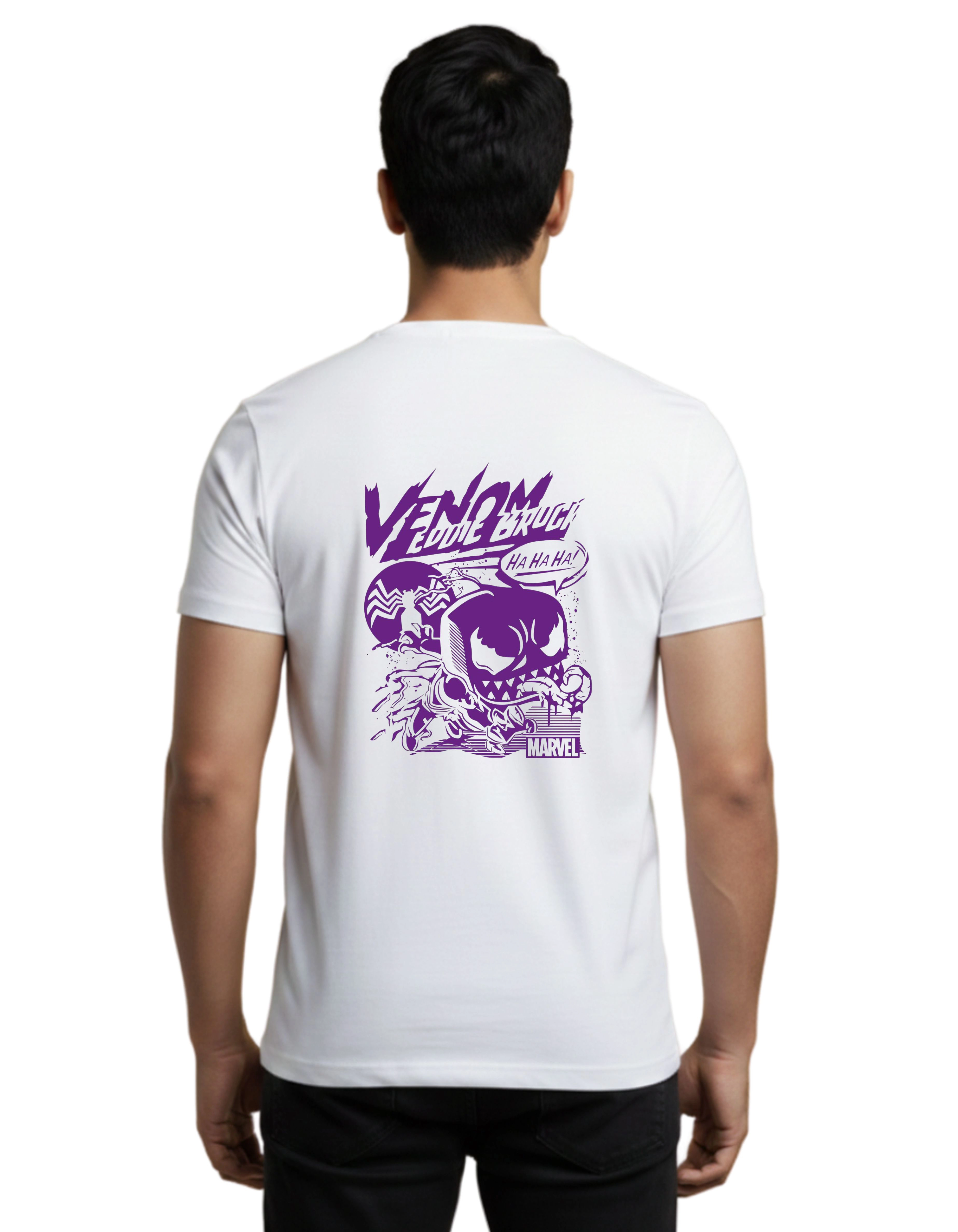 Marvel Venom Vinyl Cotton Round Neck T-Shirt 180 GSM White