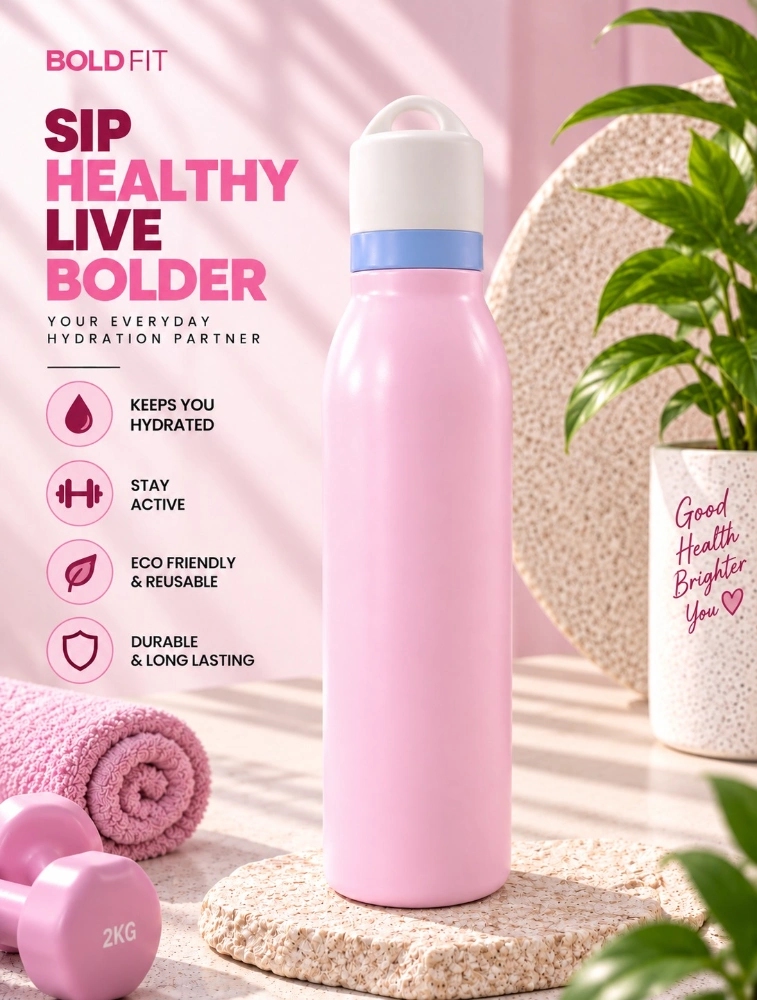 Matte Light Pink Premium Double Walled Vacuum Insulated Water Bottle — bulk from ₹392