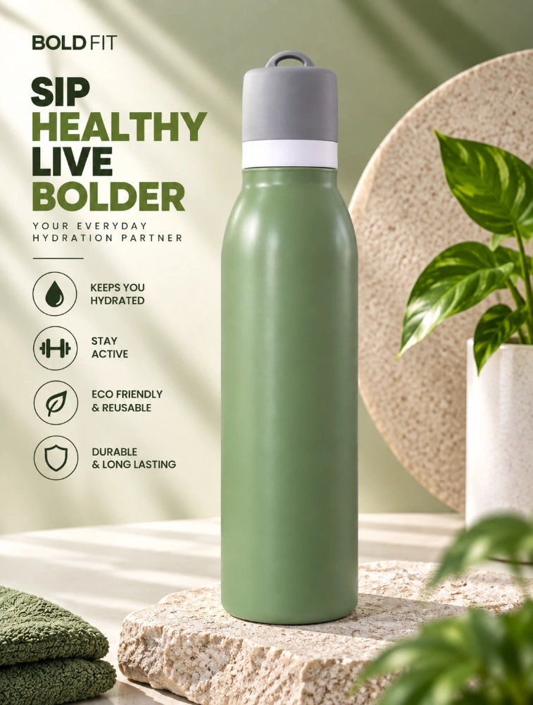 Matte Olive Green Premium Double Walled Vacuum Insulated Water Bottle — bulk from ₹392