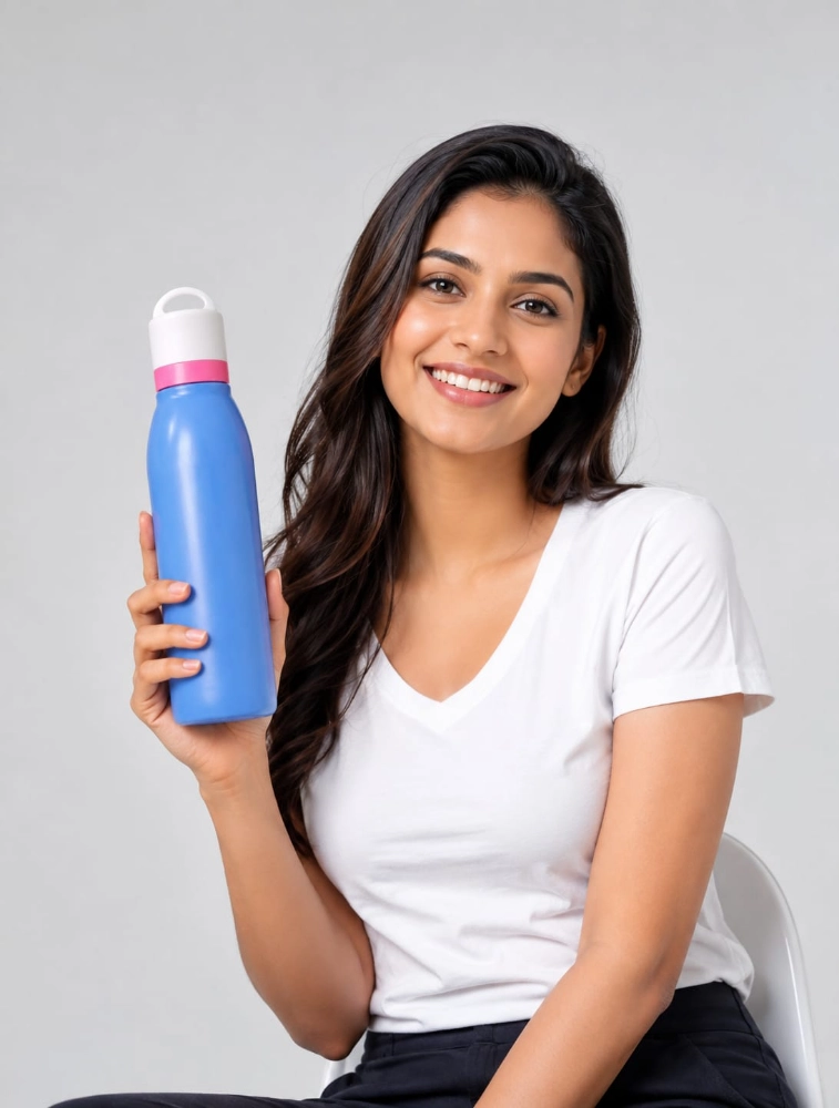 Matte Sky Blue Premium Double Walled Vacuum Insulated Water Bottle — bulk from ₹392
