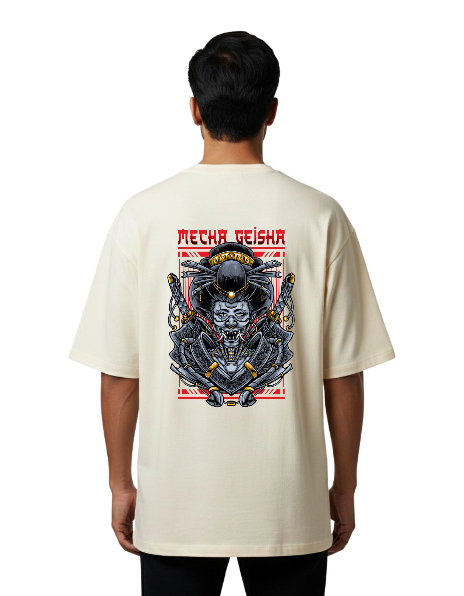 Mecha Geisha Oversize Cotton French Terry T-Shirt 240 GSM Beige