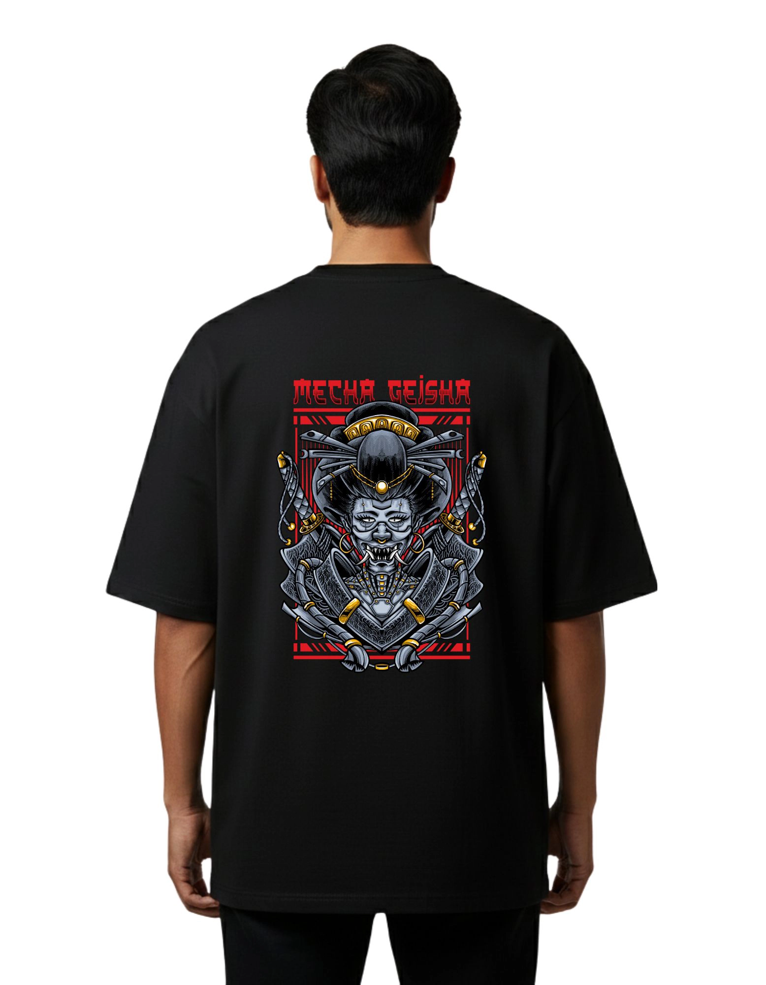 Mecha Geisha Oversize Cotton French Terry T-Shirt 240 GSM Black