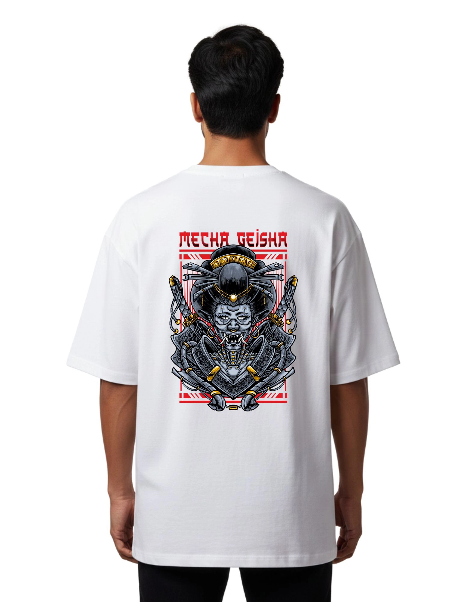 Mecha Geisha Oversize Cotton French Terry T-Shirt 240 GSM White