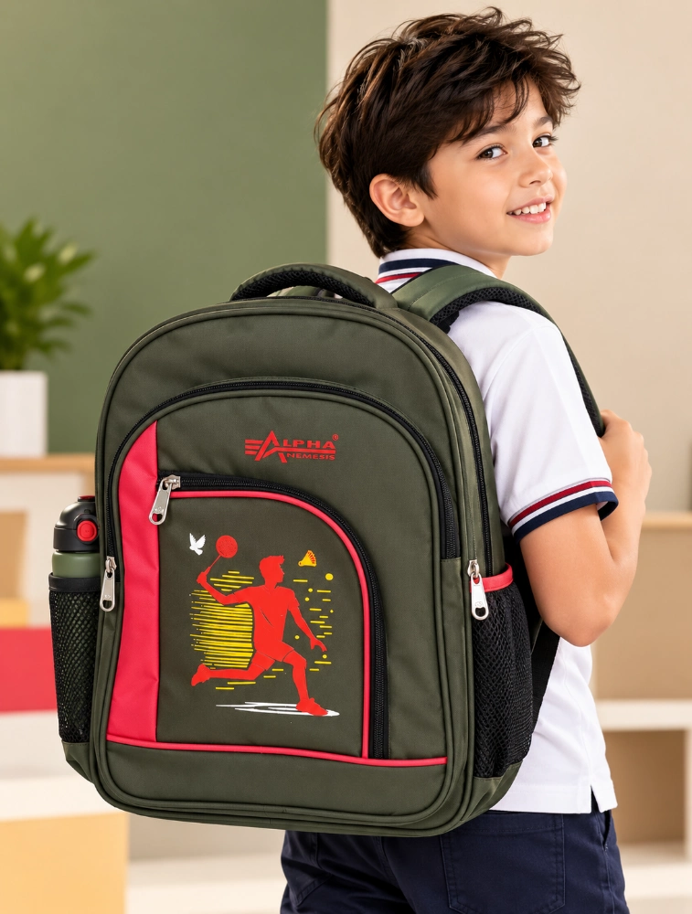 Mehndi Green Alpha Nemesis Tennis 3x3 School Backpack