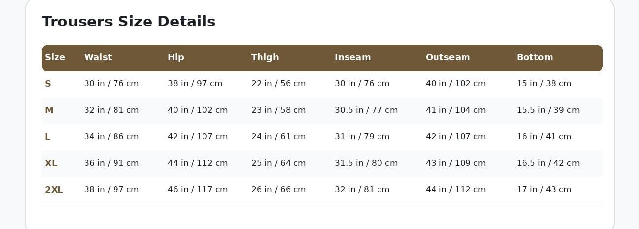 Size chart