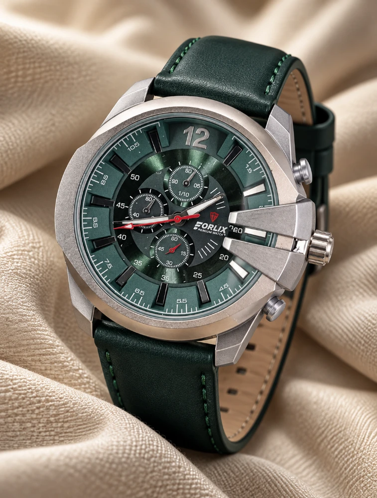 Mens Bottle Green Dial Modern Armor Chronograph Wrist Watch