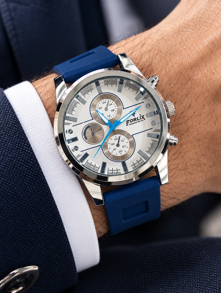 Mens Chronograph Style Blue Analog Watche