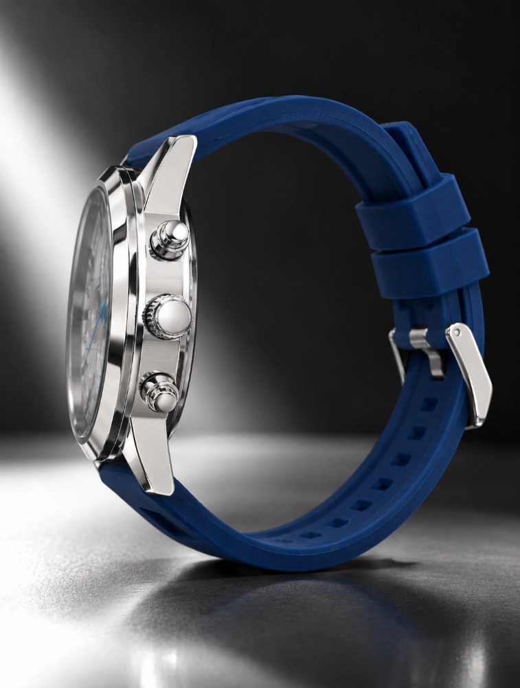 Mens Chronograph Style Blue Analog Watche