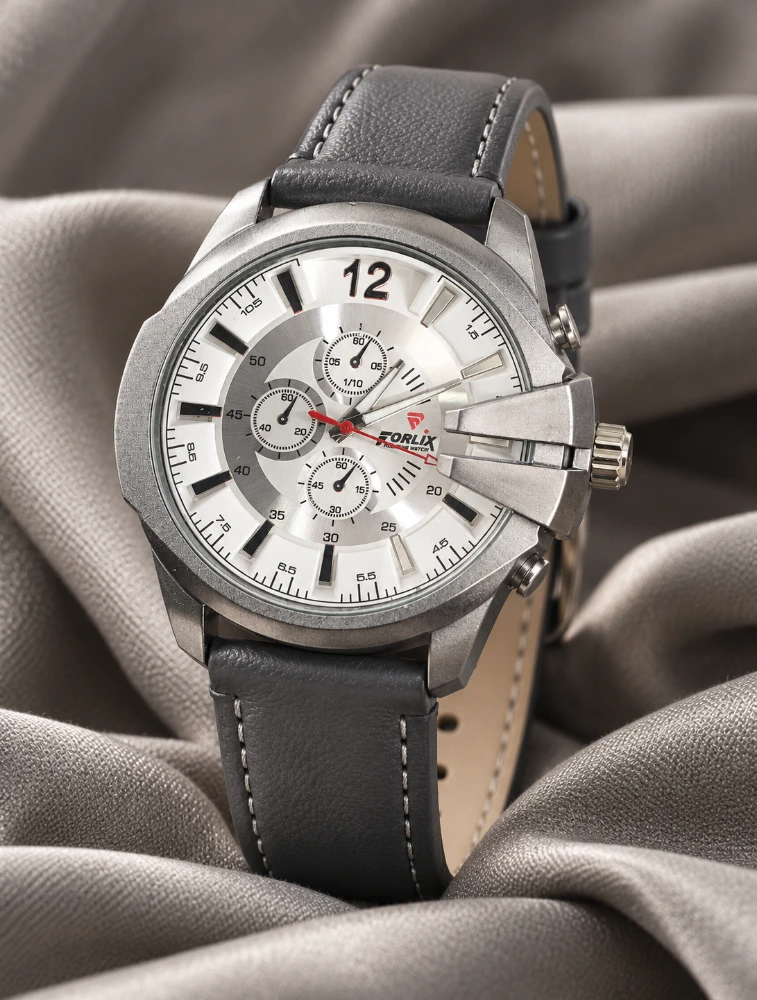 Mens Grey Band Modern Armor Chronograph Wrist Watch