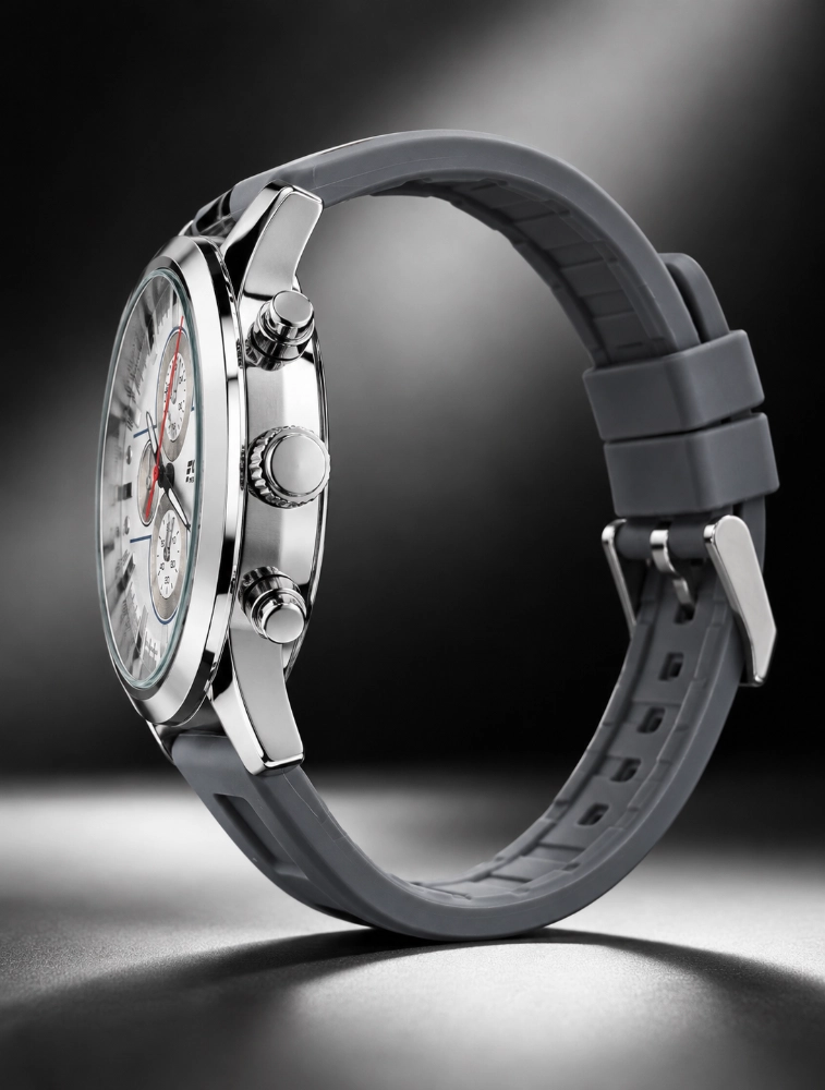Mens Grey Belt With Chronograph Style Analog Watch