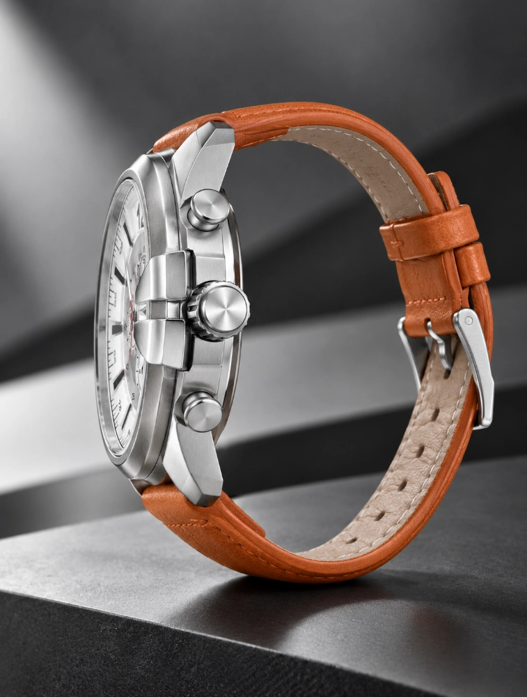 Mens Silver Dial Modern Armor Chronograph Wrist Watch