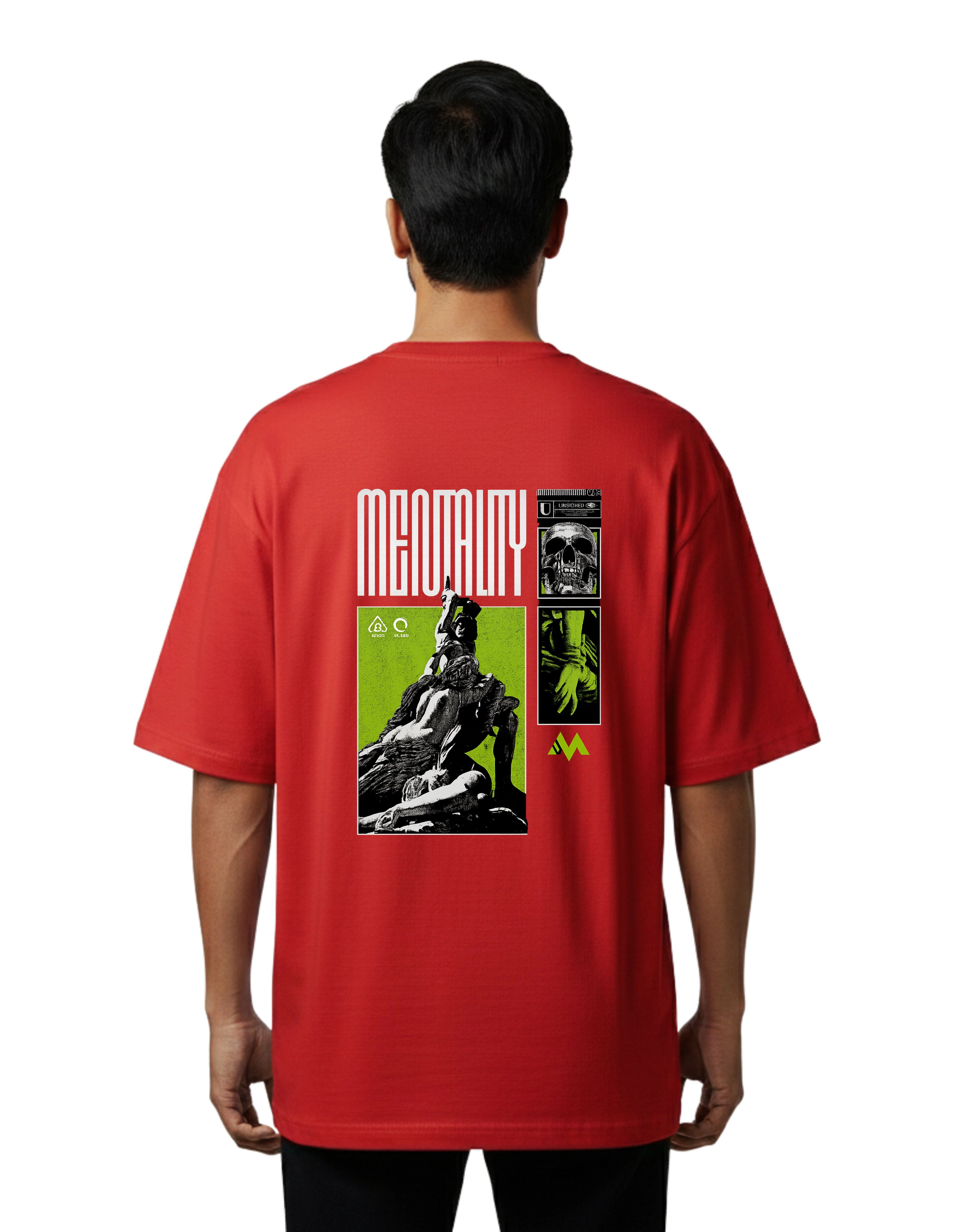 Mentality Oversize Cotton French Terry T-Shirt 240 GSM Red