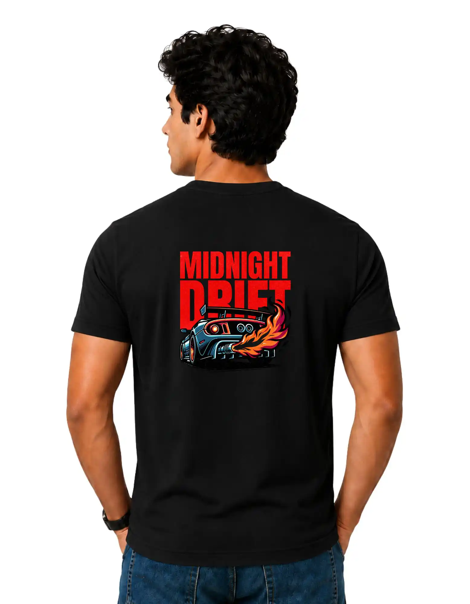 Midnight Drift Cotton Round Neck T-Shirt 180 GSM Black