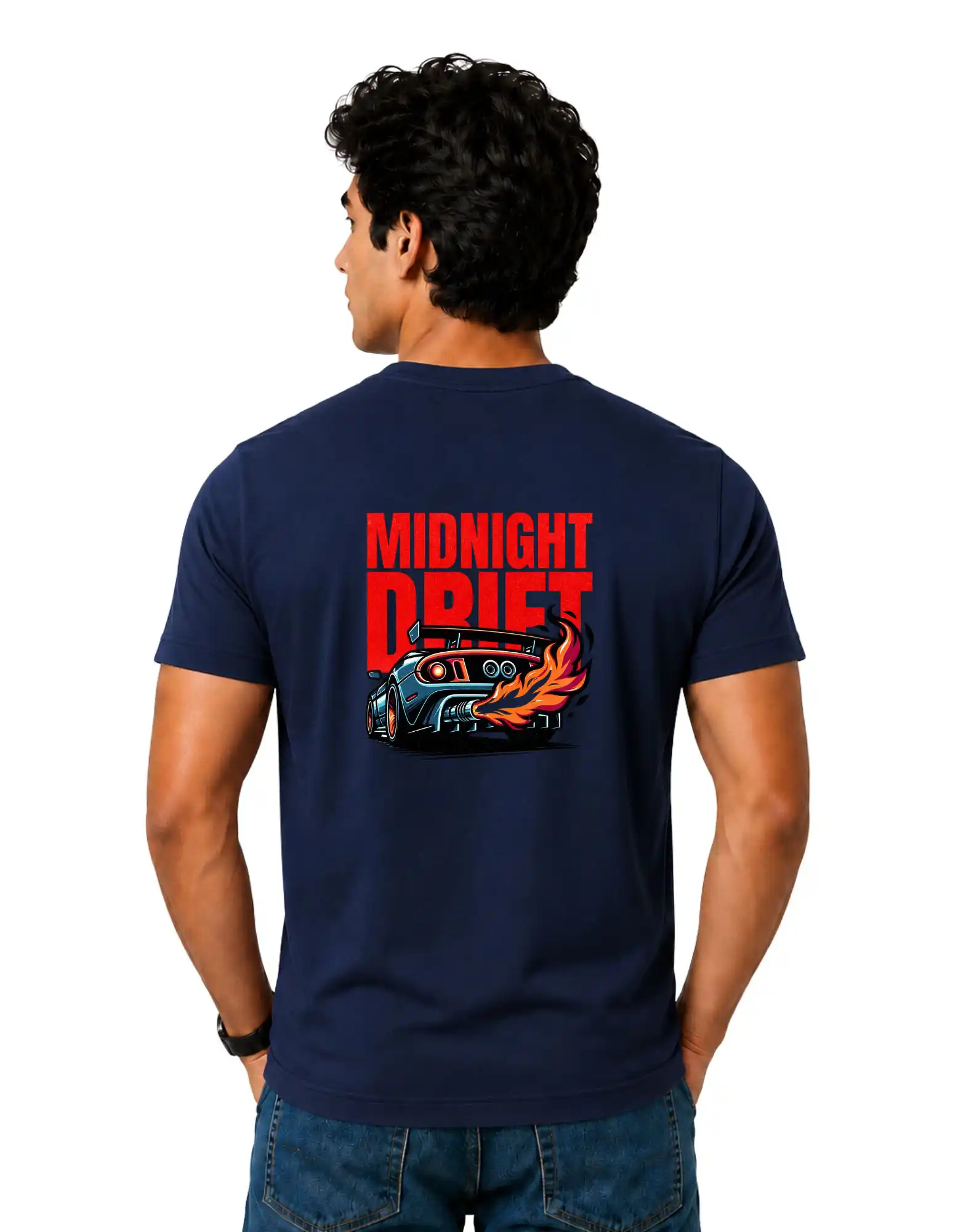 Midnight Drift Cotton Round Neck T-Shirt 180 GSM Navy Blue