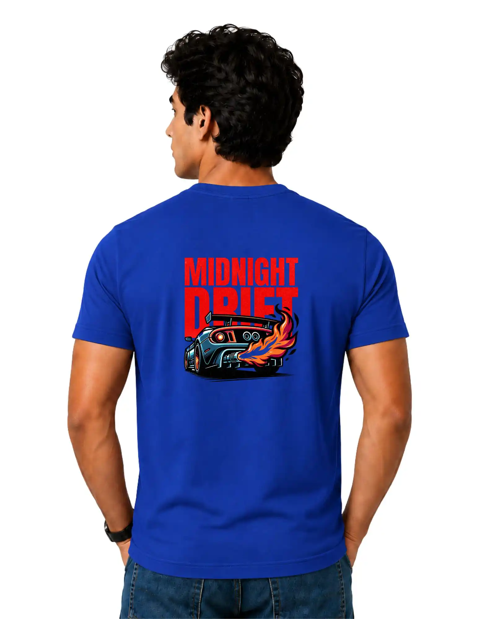 Midnight Drift Cotton Round Neck T-Shirt 180 GSM Royal Blue