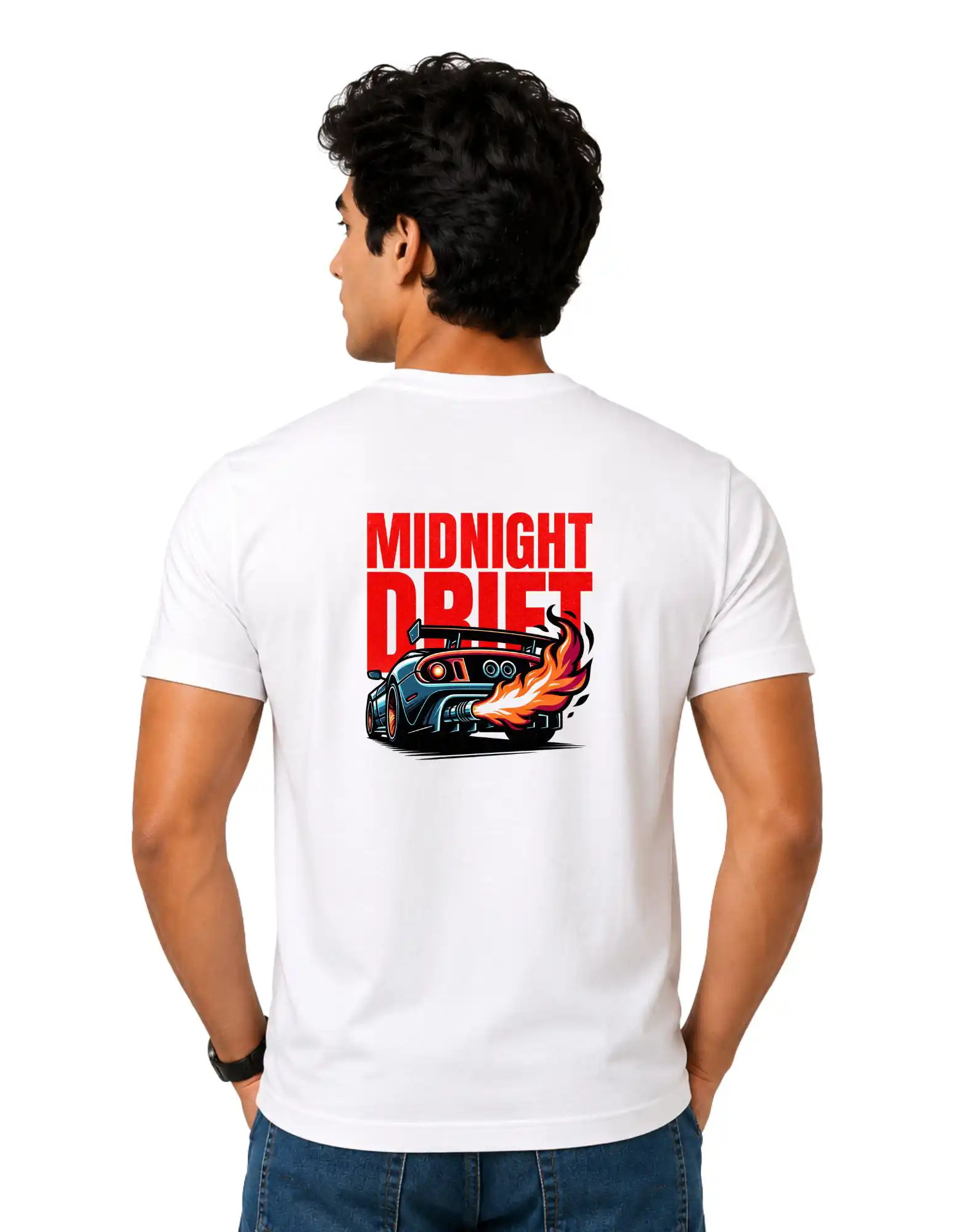 Midnight Drift Cotton Round Neck T-Shirt 180 GSM White